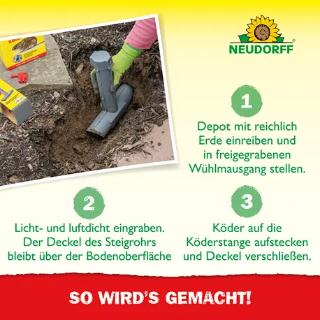 Neudorff Quiritox WühlmausKöderDepot Anwendung