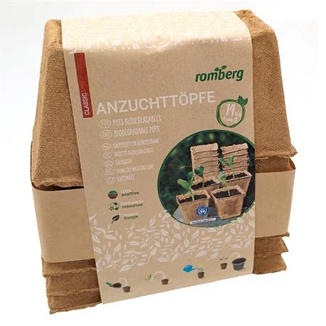 Romberg Anzuchttöpfe Classic eckig 8cm 14 Stück torfffrei