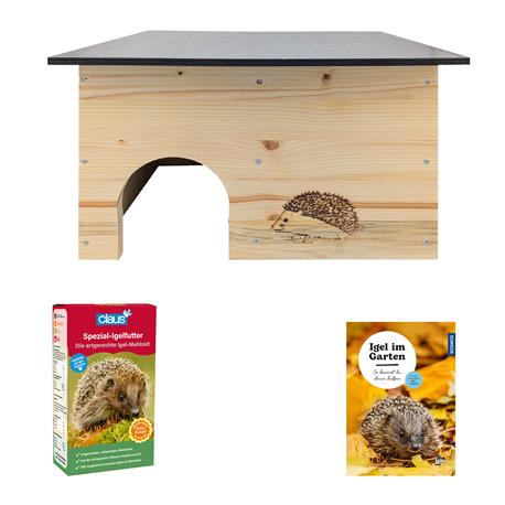 Set Igelhaus + Spezial-Igelfutter + Kosmos Igelbuch